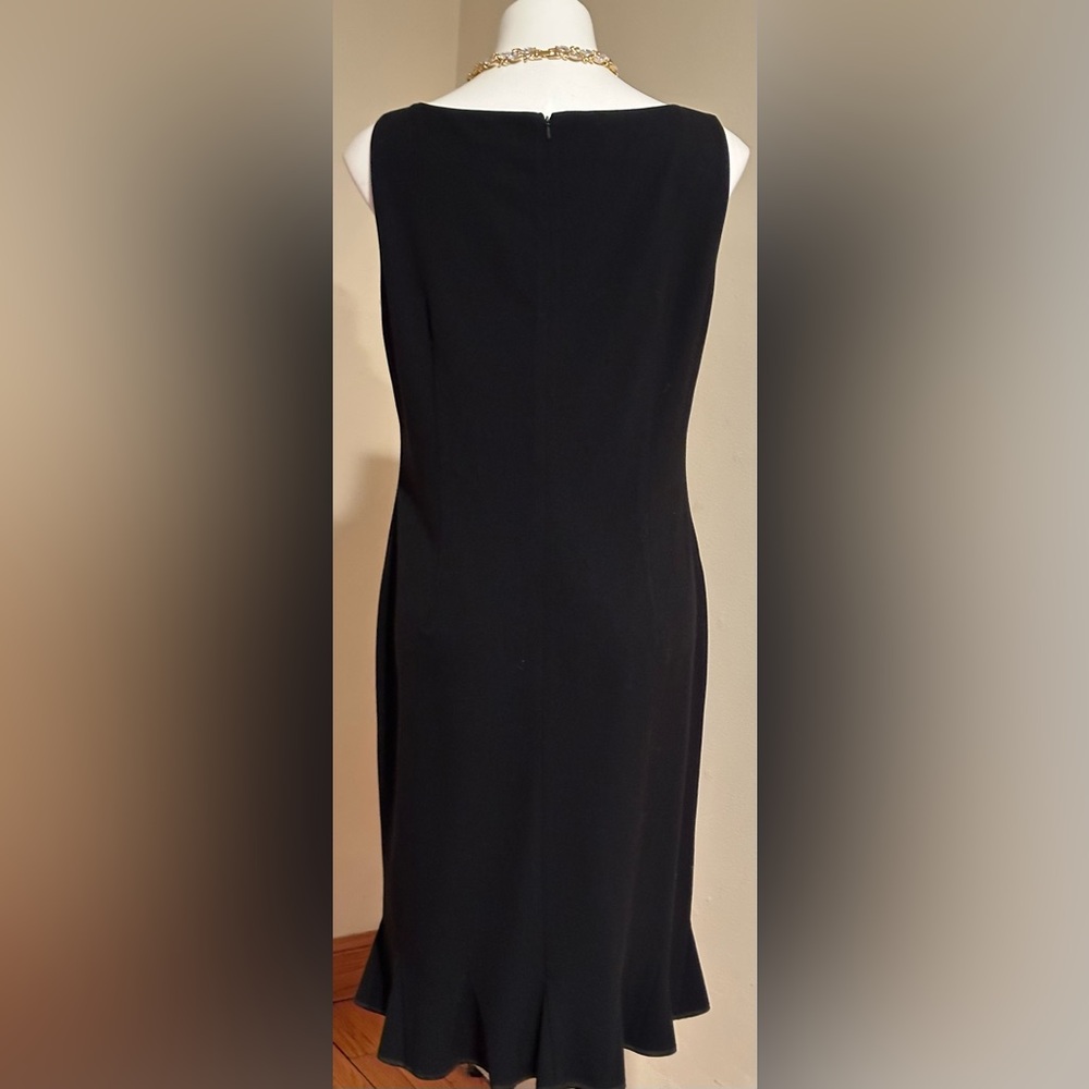 GRACE Black Sleeveless Flare Dress Ruffles Zipper Closure In Back Sz 12 - Picture 2 of 16
